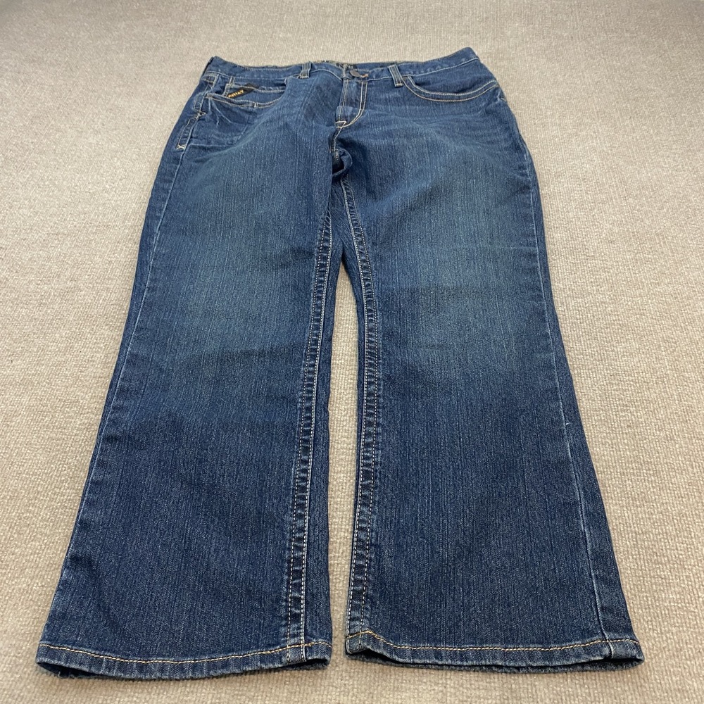 Ariat Rebar M4 Relaxed Boot Jeans Mens 36x30 Blue Med Wash Western Bootcut Denim